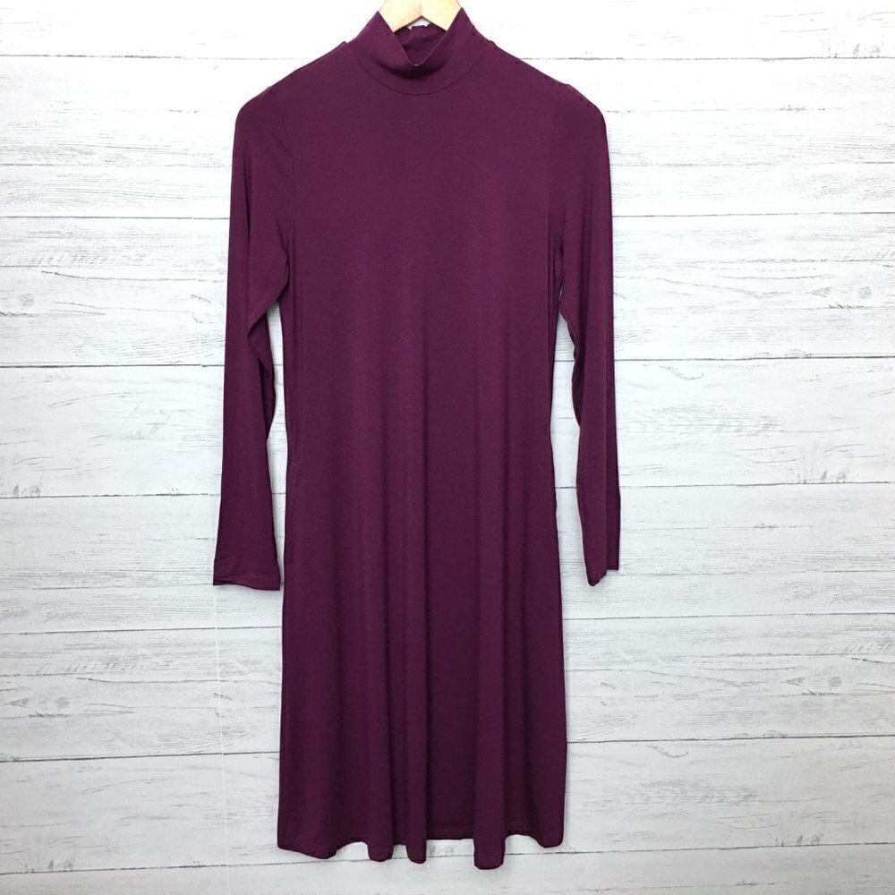 NEW Susan Graver Plum Purple Dress Cool Touch Mock Neck Swing Dress XXS - Picture 12 of 12